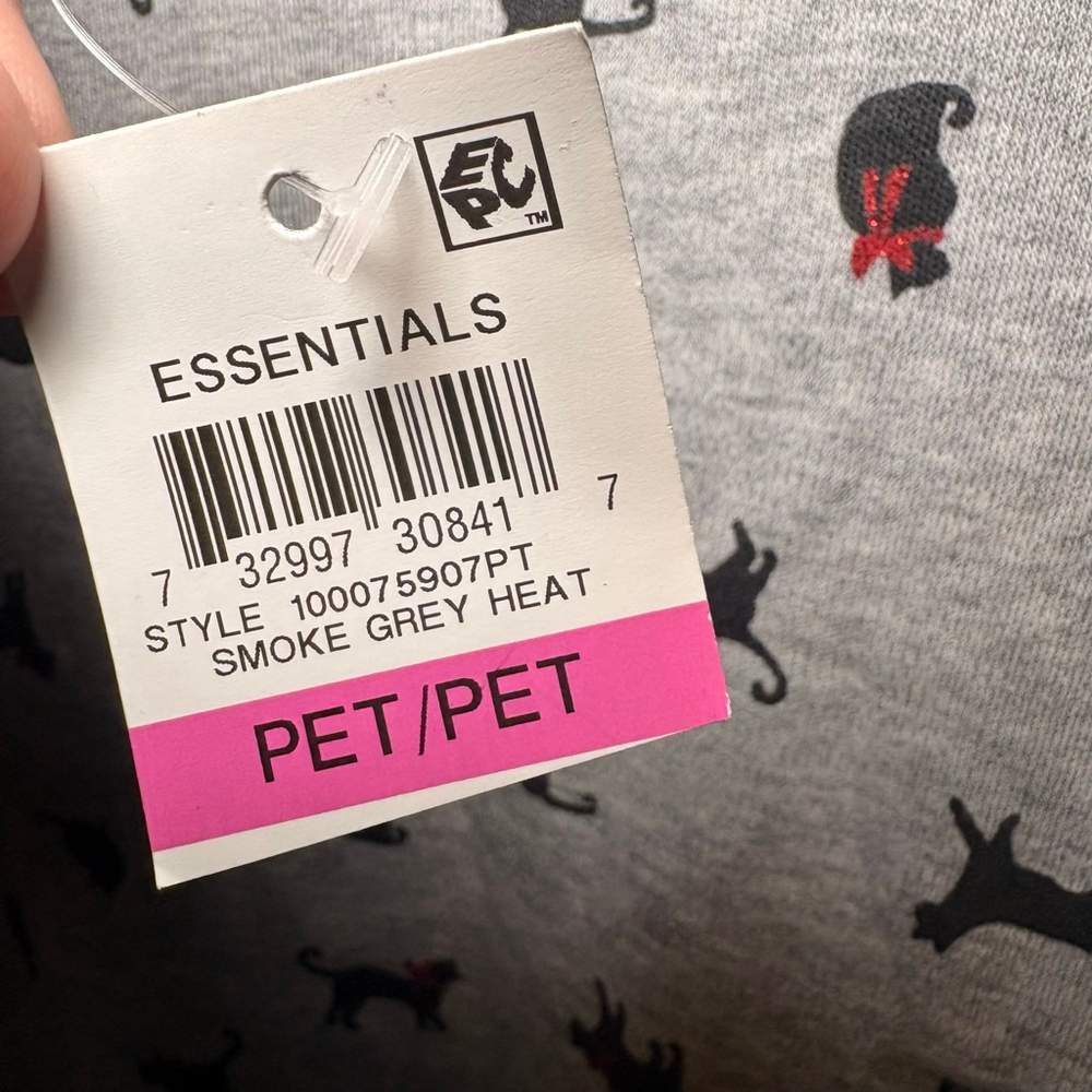Women's KAREN SCOTT Petite Long Sleeve Tee‎ Gray Black Cat Print - Picture 4 of 8